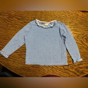 Boden Striped Breton Blue and White Kids Pointelle Shirt 5-6 years